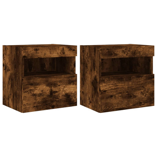 TV Wall Cabinets with LED Lights 2 pcs Smoked Oak 40x30x40 cm TV Wall Cabinets with LED Lights 2 pcs Smoked Oak 40x30x40 cm