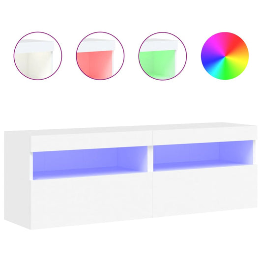 TV Wall Cabinets with LED Lights 2 pcs White 60x30x40 cm TV Wall Cabinets with LED Lights 2 pcs White 60x30x40 cm