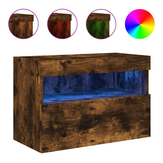 TV Wall Cabinet with LED Lights Smoked Oak 60x30x40 cm TV Wall Cabinet with LED Lights Smoked Oak 60x30x40 cm