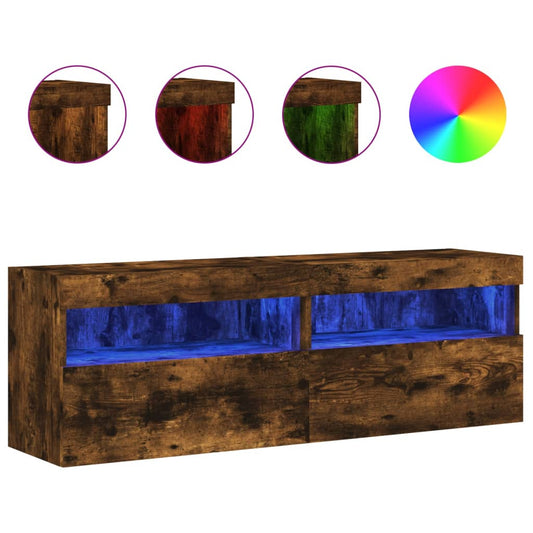 TV Wall Cabinets with LED Lights 2 pcs Smoked Oak 60x30x40 cm TV Wall Cabinets with LED Lights 2 pcs Smoked Oak 60x30x40 cm
