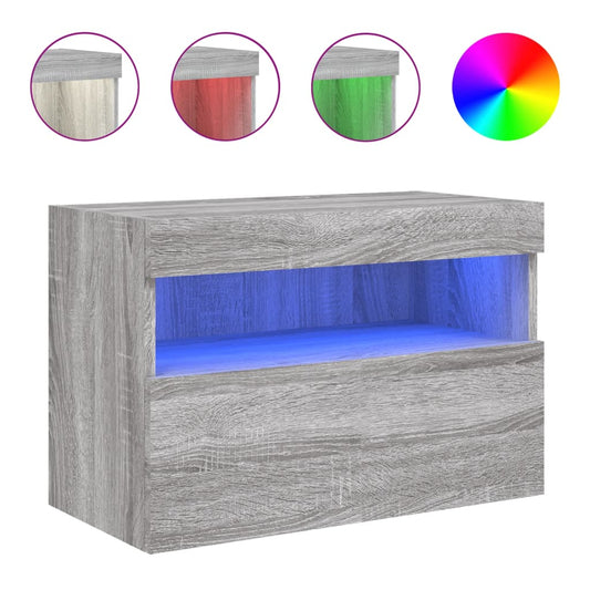 TV Wall Cabinet with LED Lights Grey Sonoma 60x30x40 cm TV Wall Cabinet with LED Lights Grey Sonoma 60x30x40 cm