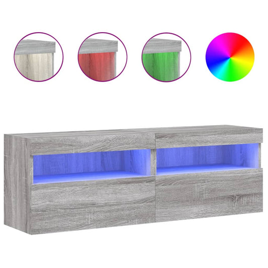 TV Wall Cabinets with LED Lights 2 pcs Grey Sonoma 60x30x40 cm TV Wall Cabinets with LED Lights 2 pcs Grey Sonoma 60x30x40 cm