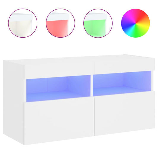 TV Wall Cabinet with LED Lights White 80x30x40 cm TV Wall Cabinet with LED Lights White 80x30x40 cm