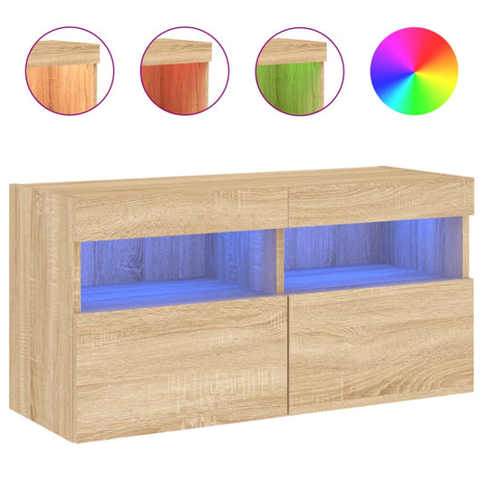 TV Wall Cabinet with LED Lights Sonoma Oak 80x30x40 cm TV Wall Cabinet with LED Lights Sonoma Oak 80x30x40 cm