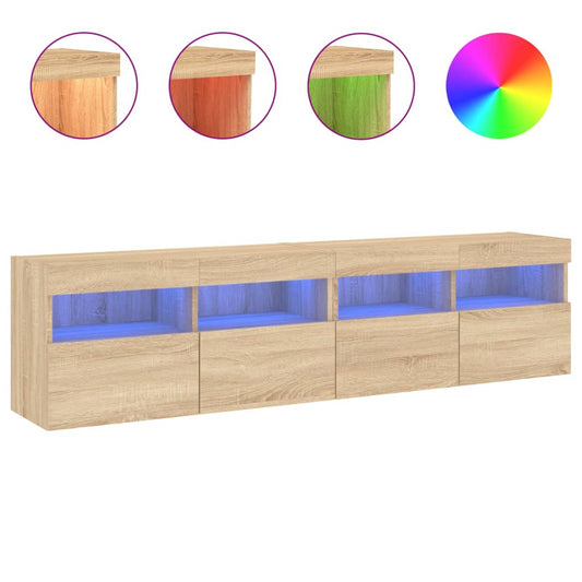TV Wall Cabinets with LED Lights 2 pcs Sonoma Oak 80x30x40 cm TV Wall Cabinets with LED Lights 2 pcs Sonoma Oak 80x30x40 cm