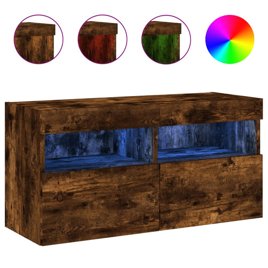 TV Wall Cabinet with LED Lights Smoked Oak 80x30x40 cm TV Wall Cabinet with LED Lights Smoked Oak 80x30x40 cm