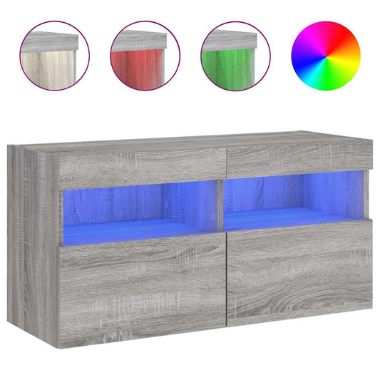 TV Wall Cabinet with LED Lights Grey Sonoma 80x30x40 cm TV Wall Cabinet with LED Lights Grey Sonoma 80x30x40 cm