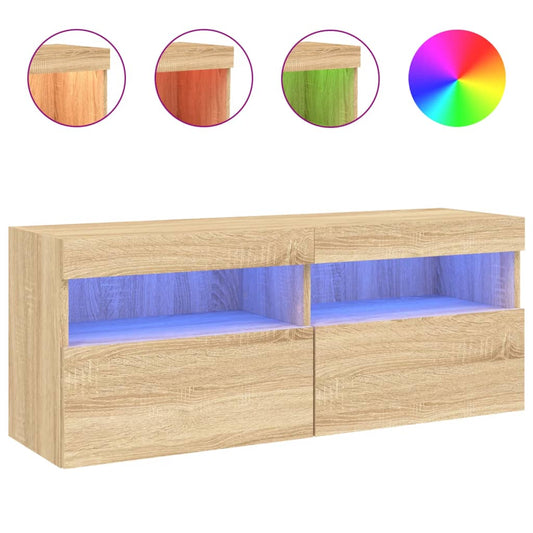 TV Wall Cabinet with LED Lights Sonoma Oak 100x30x40 cm TV Wall Cabinet with LED Lights Sonoma Oak 100x30x40 cm