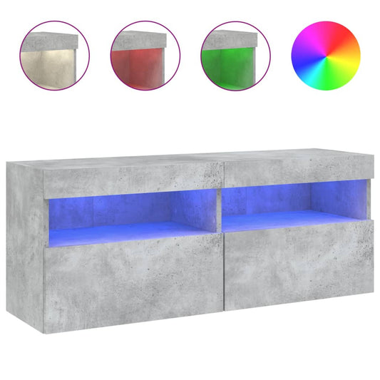 TV Wall Cabinet with LED Lights Concrete Grey 100x30x40 cm TV Wall Cabinet with LED Lights Concrete Grey 100x30x40 cm