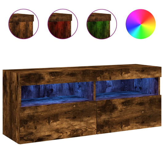 TV Wall Cabinet with LED Lights Smoked Oak 100x30x40 cm TV Wall Cabinet with LED Lights Smoked Oak 100x30x40 cm