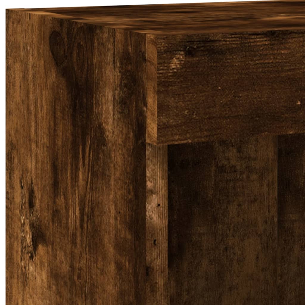 TV Wall Cabinet with LED Lights Smoked Oak 100x30x40 cm