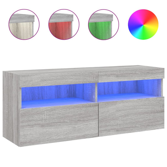 TV Wall Cabinet with LED Lights Grey Sonoma 100x30x40 cm TV Wall Cabinet with LED Lights Grey Sonoma 100x30x40 cm