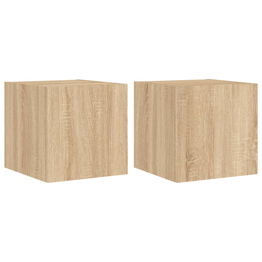 TV Wall Cabinets with LED Lights 2 pcs Sonoma Oak 30.5x35x30 cm TV Wall Cabinets with LED Lights 2 pcs Sonoma Oak 30.5x35x30 cm
