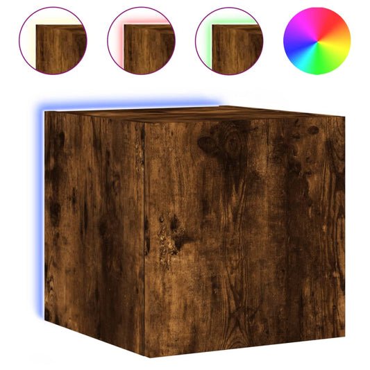 TV Wall Cabinet with LED Lights Smoked Oak 30.5x35x30 cm TV Wall Cabinet with LED Lights Smoked Oak 30.5x35x30 cm