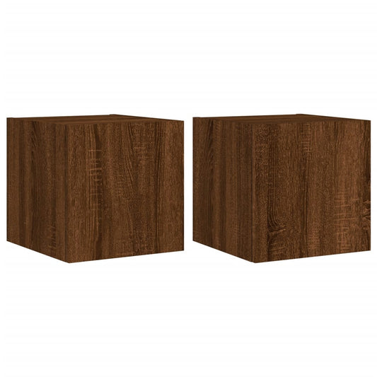 TV Wall Cabinets with LED Lights 2 pcs Brown Oak 30.5x35x30 cm TV Wall Cabinets with LED Lights 2 pcs Brown Oak 30.5x35x30 cm