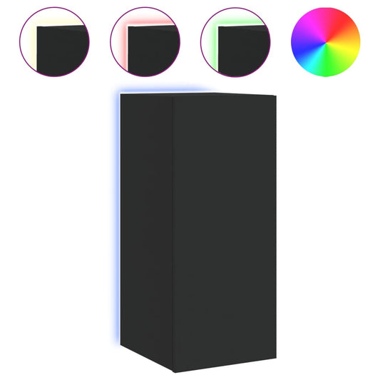 TV Wall Cabinet with LED Lights Black 30.5x35x70 cm TV Wall Cabinet with LED Lights Black 30.5x35x70 cm