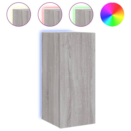 TV Wall Cabinet with LED Lights Grey Sonoma 30.5x35x70 cm TV Wall Cabinet with LED Lights Grey Sonoma 30.5x35x70 cm