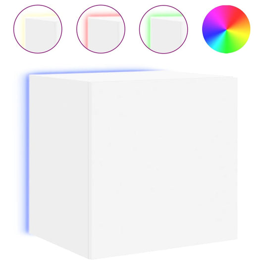 TV Wall Cabinet with LED Lights White 40.5x35x40 cm TV Wall Cabinet with LED Lights White 40.5x35x40 cm