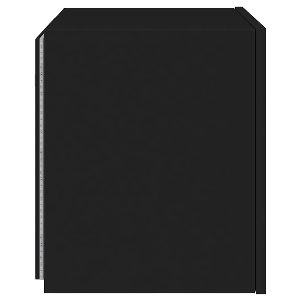 TV Wall Cabinet with LED Lights Black 40.5x35x40 cm