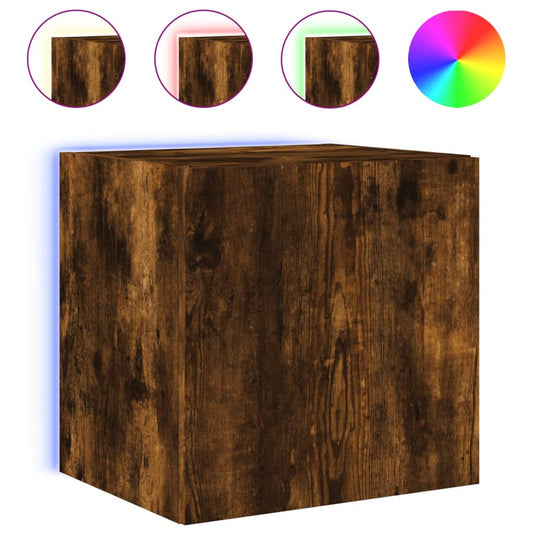 TV Wall Cabinet with LED Lights Smoked Oak 40.5x35x40 cm TV Wall Cabinet with LED Lights Smoked Oak 40.5x35x40 cm