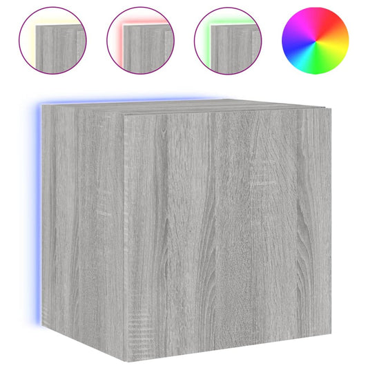 TV Wall Cabinet with LED Lights Grey Sonoma 40.5x35x40 cm TV Wall Cabinet with LED Lights Grey Sonoma 40.5x35x40 cm
