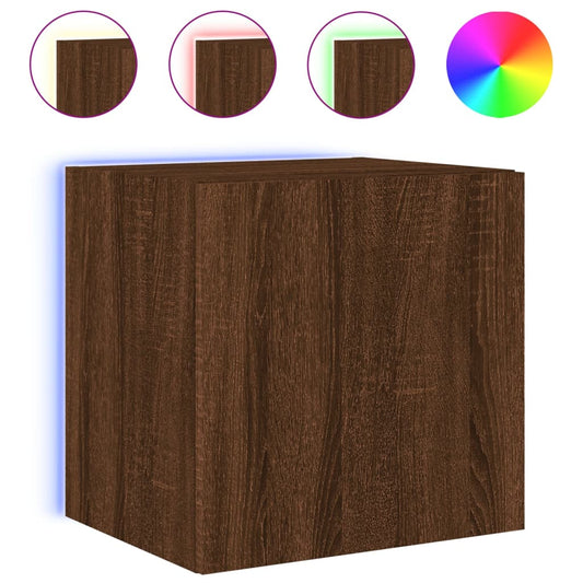 TV Wall Cabinet with LED Lights Brown Oak 40.5x35x40 cm TV Wall Cabinet with LED Lights Brown Oak 40.5x35x40 cm