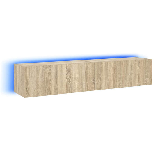 TV Wall Cabinets with LED Lights 2 pcs Sonoma Oak 80x35x31 cm TV Wall Cabinets with LED Lights 2 pcs Sonoma Oak 80x35x31 cm