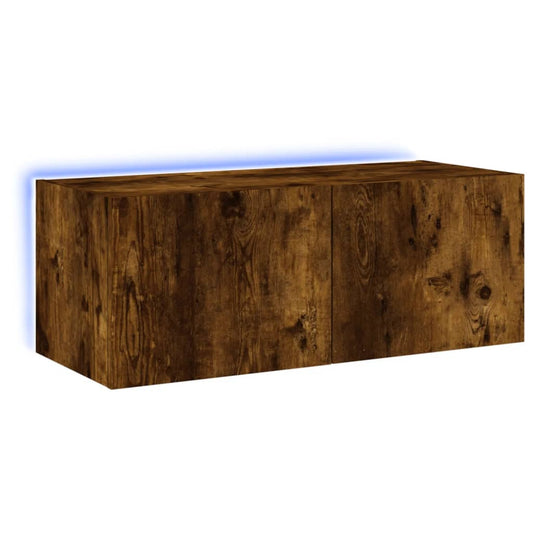 TV Wall Cabinet with LED Lights Smoked Oak 80x35x31 cm TV Wall Cabinet with LED Lights Smoked Oak 80x35x31 cm