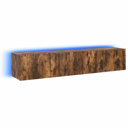 TV Wall Cabinets with LED Lights 2 pcs Smoked Oak 80x35x31 cm TV Wall Cabinets with LED Lights 2 pcs Smoked Oak 80x35x31 cm
