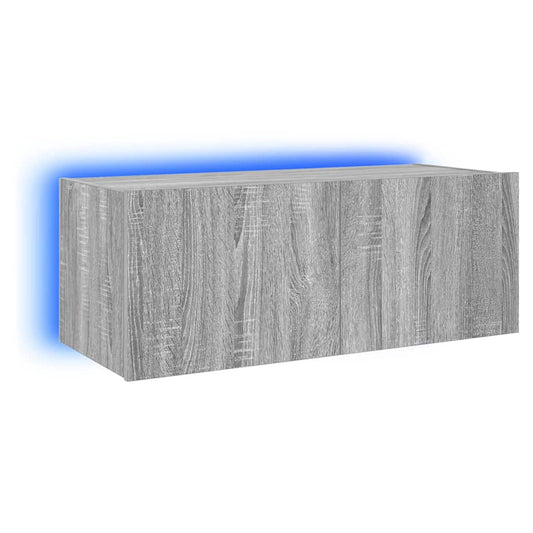 TV Wall Cabinet with LED Lights Grey Sonoma 80x35x31 cm TV Wall Cabinet with LED Lights Grey Sonoma 80x35x31 cm