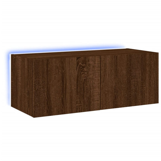 TV Wall Cabinet with LED Lights Brown Oak 80x35x31 cm TV Wall Cabinet with LED Lights Brown Oak 80x35x31 cm