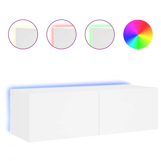 TV Wall Cabinet with LED Lights White 100x35x31 cm TV Wall Cabinet with LED Lights White 100x35x31 cm