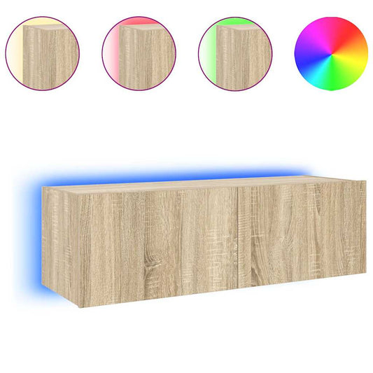 TV Wall Cabinet with LED Lights Sonoma Oak 100x35x31 cm TV Wall Cabinet with LED Lights Sonoma Oak 100x35x31 cm
