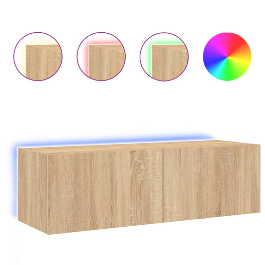 TV Wall Cabinet with LED Lights Sonoma Oak 100x35x31 cm TV Wall Cabinet with LED Lights Sonoma Oak 100x35x31 cm