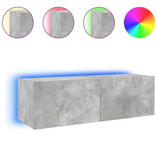 TV Wall Cabinet with LED Lights Concrete Grey 100x35x31 cm TV Wall Cabinet with LED Lights Concrete Grey 100x35x31 cm