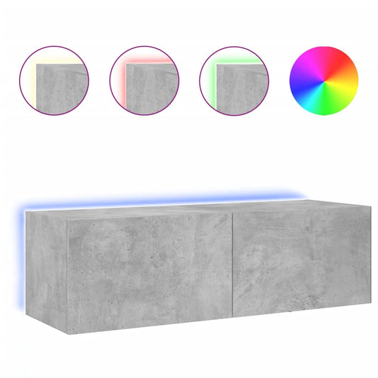 TV Wall Cabinet with LED Lights Concrete Grey 100x35x31 cm TV Wall Cabinet with LED Lights Concrete Grey 100x35x31 cm