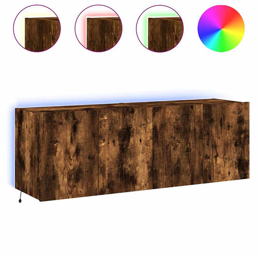 TV Wall Cabinets with LED Lights 2 pcs Smoked Oak 60x35x41 cm TV Wall Cabinets with LED Lights 2 pcs Smoked Oak 60x35x41 cm