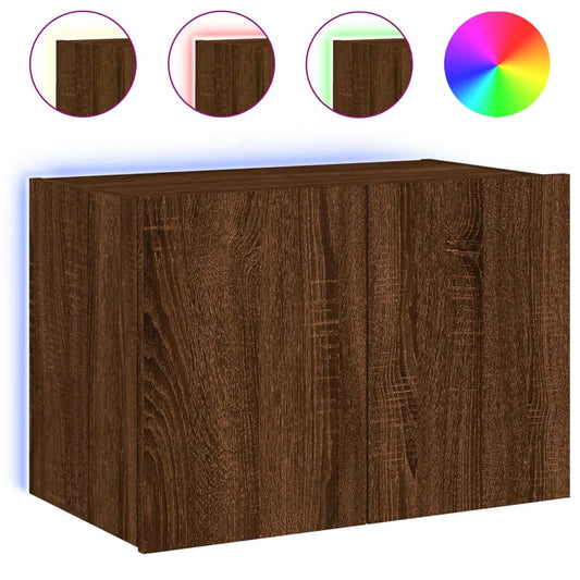 TV Wall Cabinet with LED Lights Brown Oak 60x35x41 cm TV Wall Cabinet with LED Lights Brown Oak 60x35x41 cm