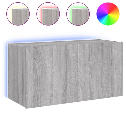 TV Wall Cabinet with LED Lights Grey Sonoma 80x35x41 cm TV Wall Cabinet with LED Lights Grey Sonoma 80x35x41 cm