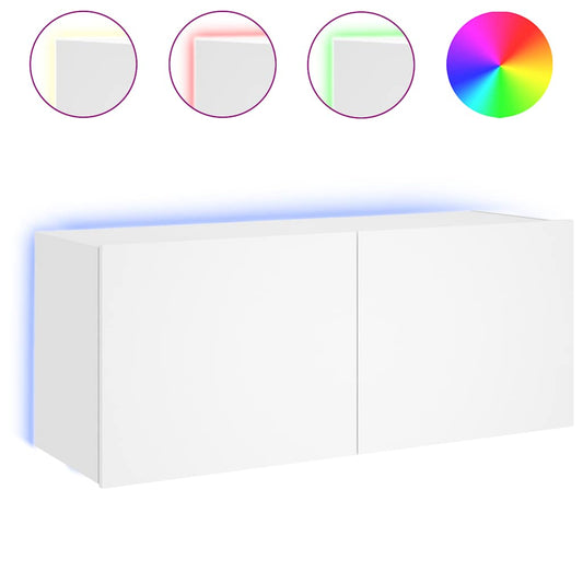 TV Wall Cabinet with LED Lights White 100x35x41 cm TV Wall Cabinet with LED Lights White 100x35x41 cm