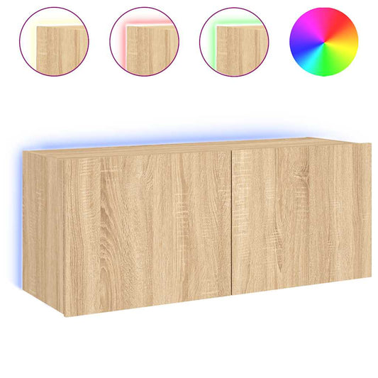TV Wall Cabinet with LED Lights Sonoma Oak 100x35x41 cm TV Wall Cabinet with LED Lights Sonoma Oak 100x35x41 cm