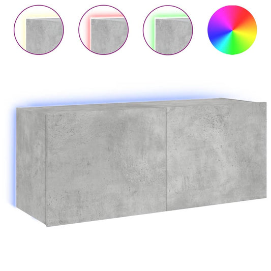 TV Wall Cabinet with LED Lights Concrete Grey 100x35x41 cm TV Wall Cabinet with LED Lights Concrete Grey 100x35x41 cm