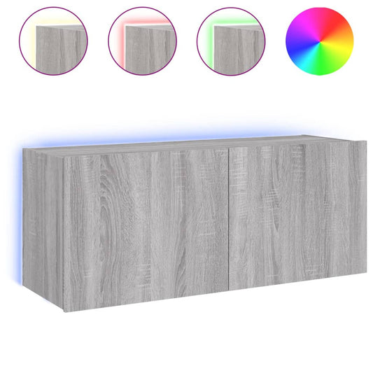 TV Wall Cabinet with LED Lights Grey Sonoma 100x35x41 cm TV Wall Cabinet with LED Lights Grey Sonoma 100x35x41 cm