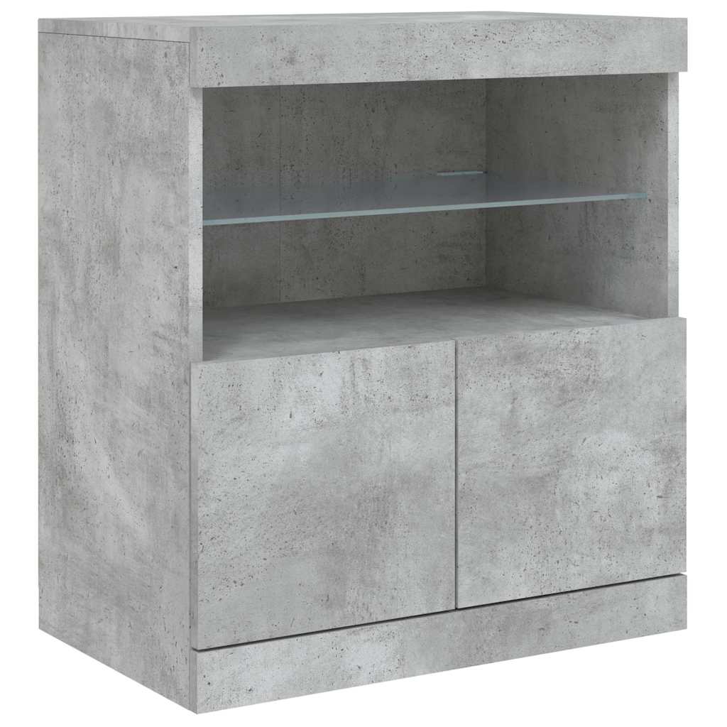 Sideboard with LED Lights Concrete Grey 181,5x37x67 cm