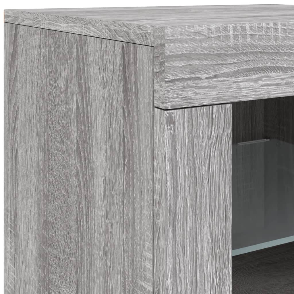 Sideboard with LED Lights Grey Sonoma 142,5x37x67 cm