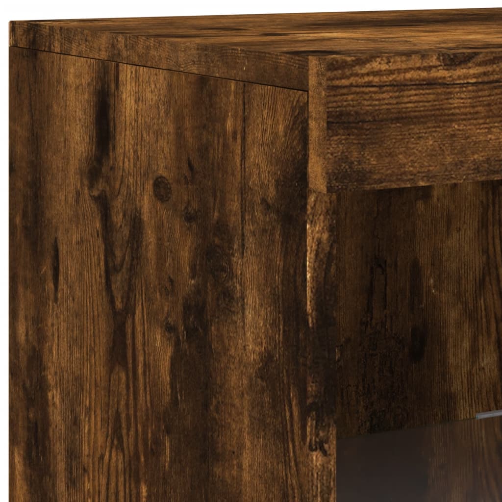 Sideboards with LED Lights 3 pcs Smoked Oak Engineered Wood