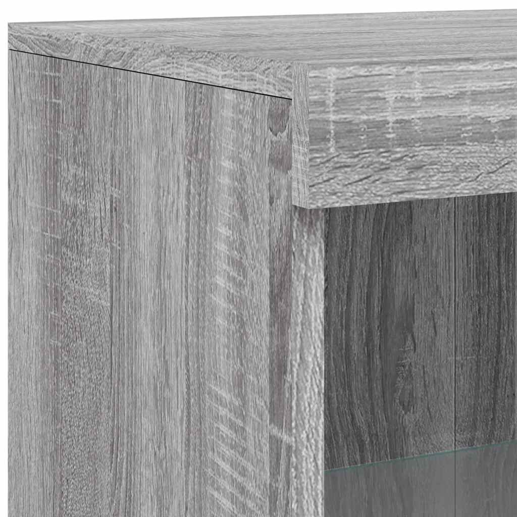 Sideboard with LED Lights Grey Sonoma 181,5x37x100 cm