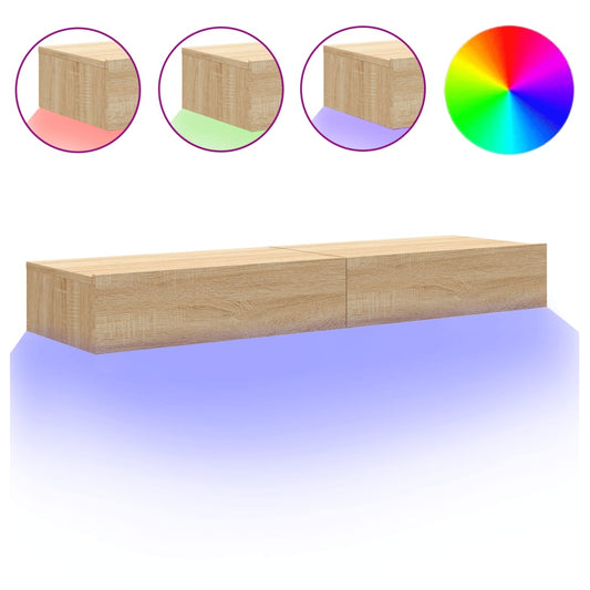 2 Piece TV Cabinet Set with LED Lights Sonoma Oak 60x35x15,5 cm 2 Piece TV Cabinet Set with LED Lights Sonoma Oak 60x35x15,5 cm