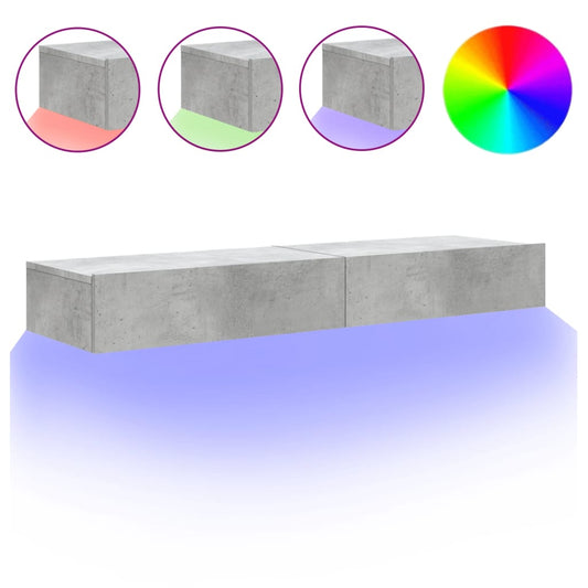 TV Cabinets with LED Lights 2 pcs Concrete Grey 60x35x15.5 cm TV Cabinets with LED Lights 2 pcs Concrete Grey 60x35x15.5 cm