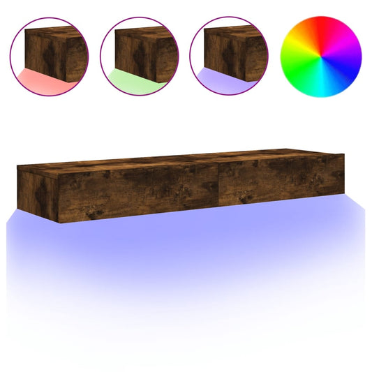 2 Piece TV Cabinet Set with LED Lights Smoked Oak 60x35x15,5 cm 2 Piece TV Cabinet Set with LED Lights Smoked Oak 60x35x15,5 cm